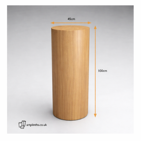 Hardwood cylinder plinth Oak 100H x 45D