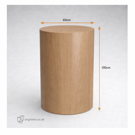 Hardwood cylinder plinth Oak 100H x 60D
