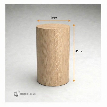 Hardwood Oak Cylinder Plinth 90H x 45Dcm