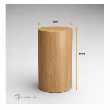 Hardwood oak Cylinder Plinth 80H x 45Dcm